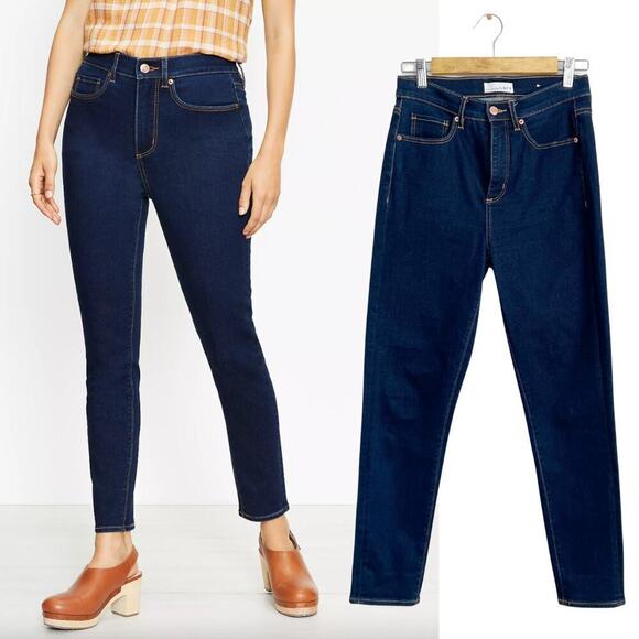 NEW Loft Denim Womens High Rise Skinny Jeans Pants in Rinse Dark Wash 27 / 4 - Picture 1 of 9